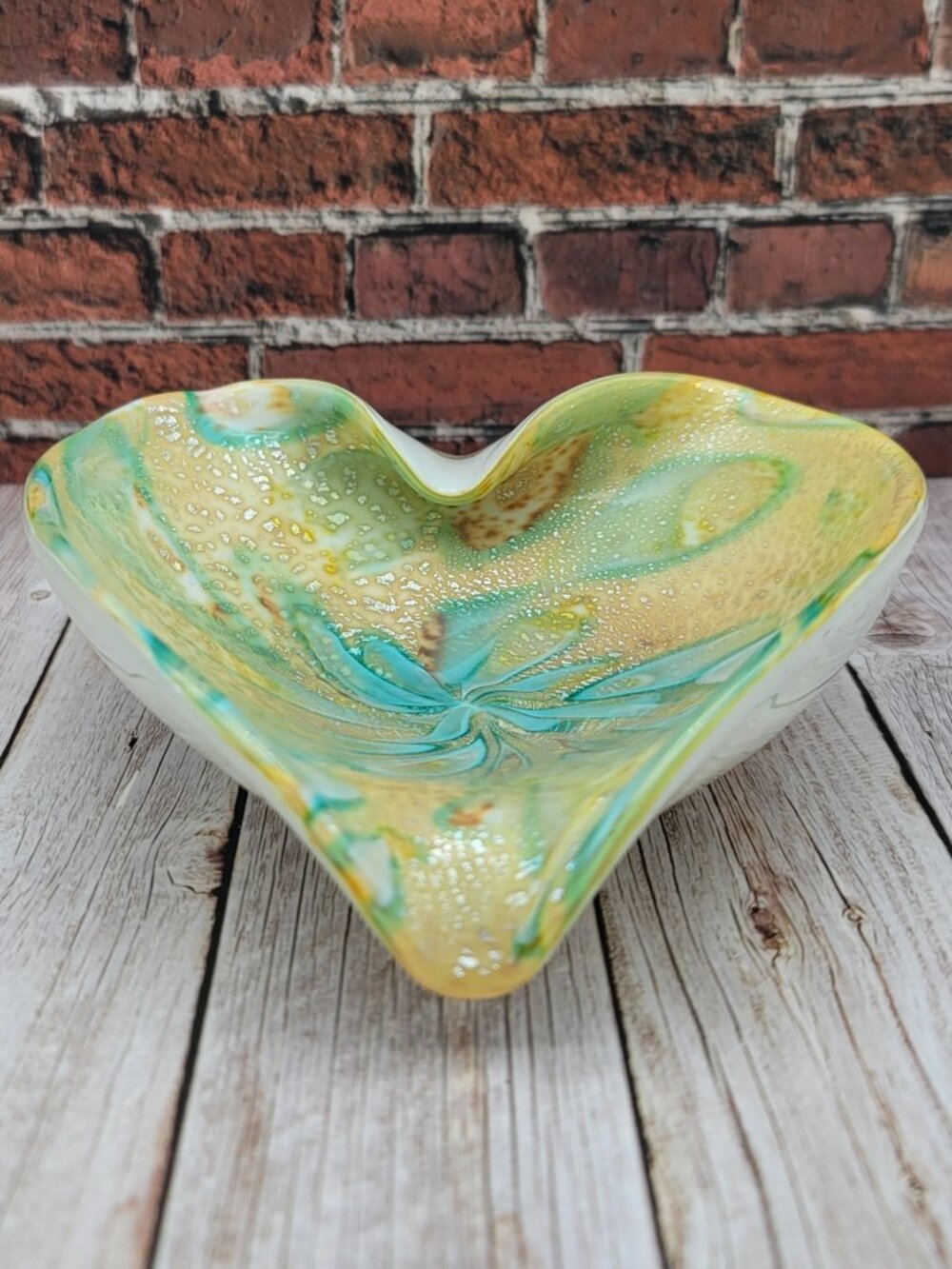 Vintage Venetian Murano heart Shaped Art Glass Dish